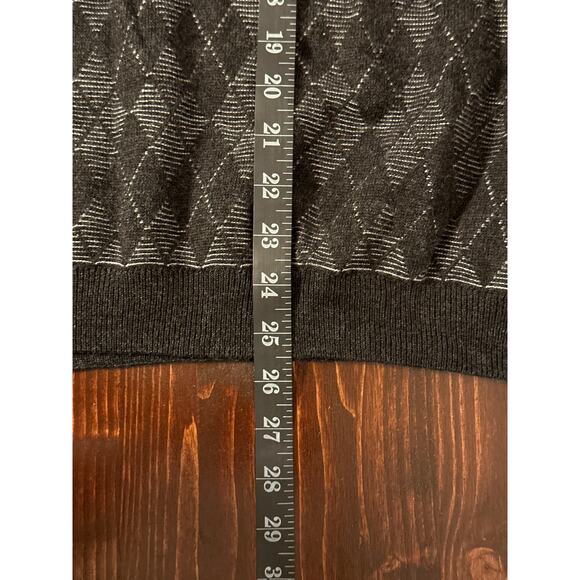 BERTHA made in Italy Merinos Fine Wool Argyle Sweater 58 XXL Black and Grey - Picture 12 of 13